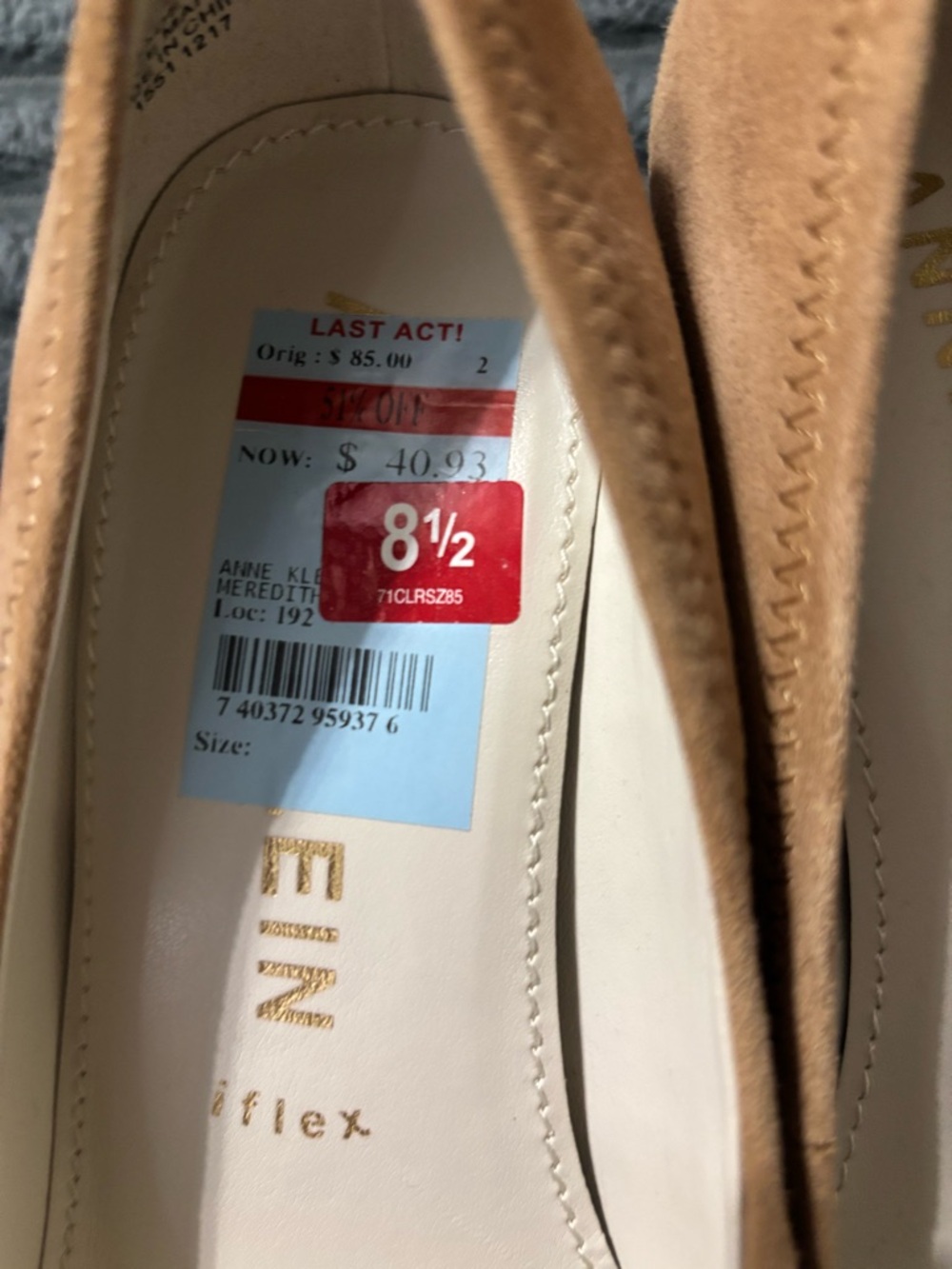 Anne Klein flex - peep-toe tan leather chunky heels size 8.5 - Picture 11 of 13